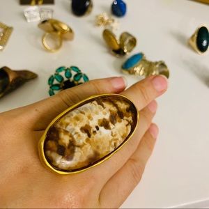 Kenneth Jay Lane large stone set in gold